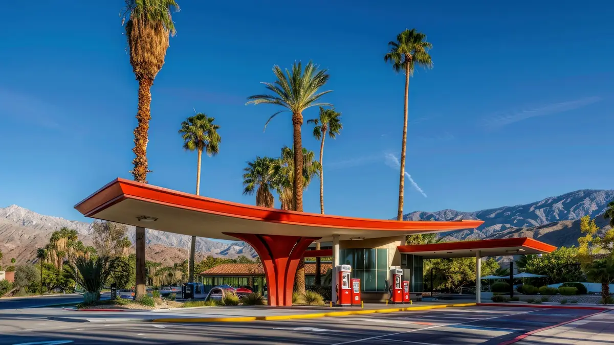 Tankstelle in Palm Springs während einer USA-Mietwagenreise